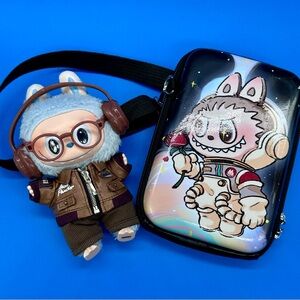 Cute Cuatom Labubu Crossbody Bag and Plush Toy Set